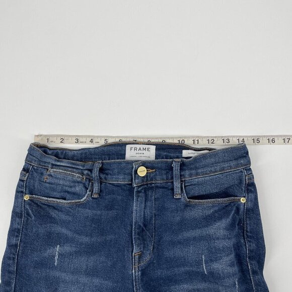 Frame Womens Le High Enford Skinny Distressed Jeans Size 25 Blue Denim Raw Hem - Picture 6 of 9